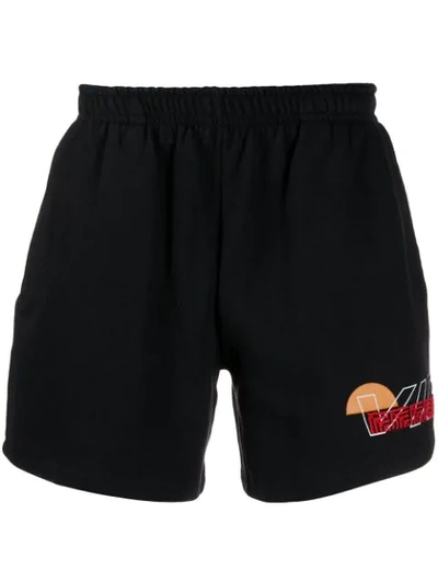 Shop Adish Logo Jogging Style Shorts In Black