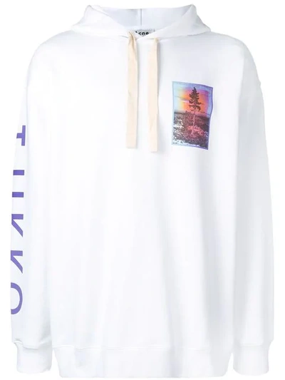 Shop Acne Studios Printed Hooded Sweatshirt In White
