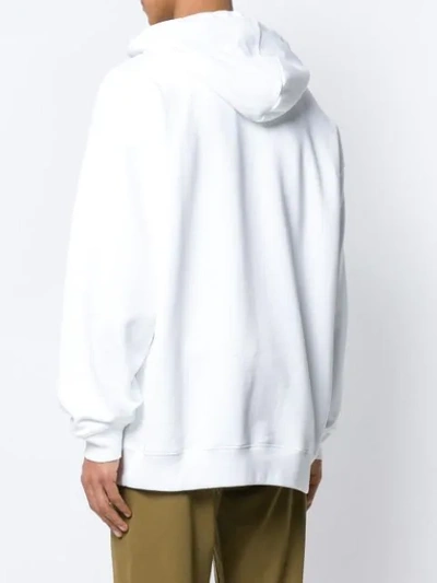 Shop Acne Studios Printed Hooded Sweatshirt In White