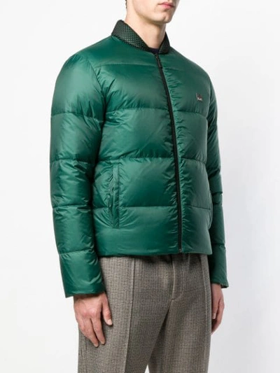 Shop Fendi Zipped Padded Jacket - Green