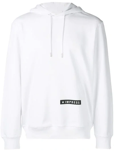 Shop Helmut Lang Printed Logo Hoodie In White