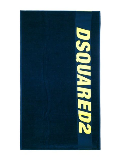 Shop Dsquared2 Logo Beach Towel In Blue