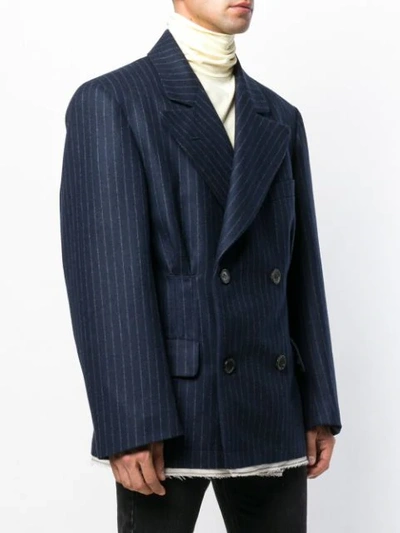 Shop Maison Margiela Double Breasted Pinstripe Blazer In 511f Blue