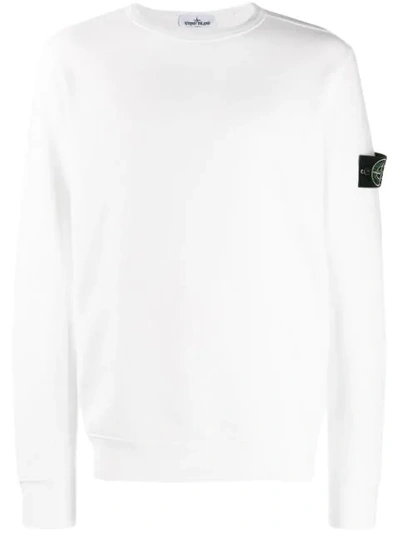 Shop Stone Island Compass Badge Sweatshirt In V0099 White