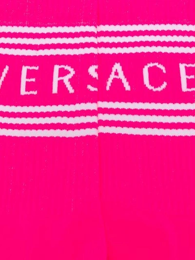Shop Versace Logo Ankle Socks In Pink