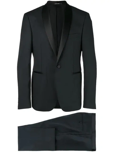 Shop Tagliatore Shawl Lapel Suit In Black