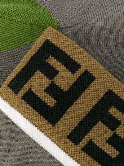 Shop Fendi Logo Ankle Socks In F0l60 Grey Green