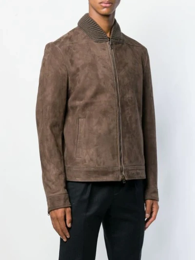 Shop Salvatore Santoro Slim-fit Leather Jacket In Brown