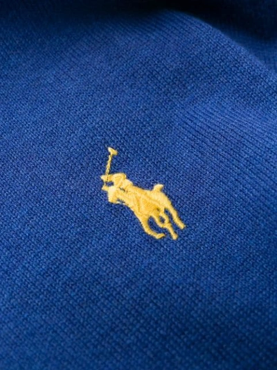 Shop Polo Ralph Lauren Contrasting Embroidered Logo Knitted Jumper In Blue