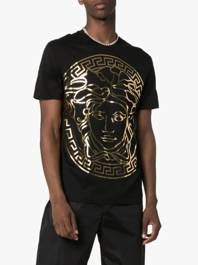 Shop Versace Medusa Motif Print T-shirt In Black