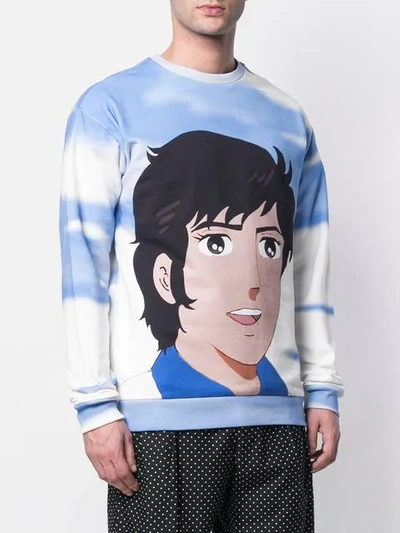 Shop Msgm Anime Print Sweatshirt In Blue