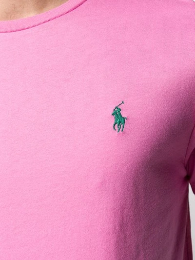 Shop Polo Ralph Lauren Logo Embroidered T-shirt In Pink