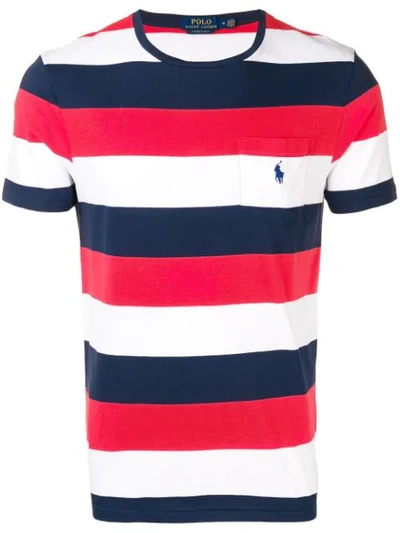 Shop Polo Ralph Lauren Striped Logo T-shirt In Red