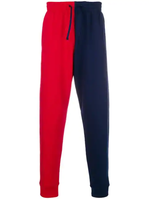red and blue joggers