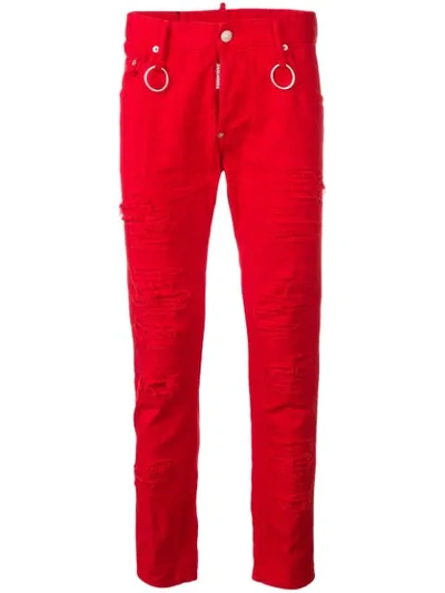 Shop Dsquared2 Skater Skinny Jeans In Red