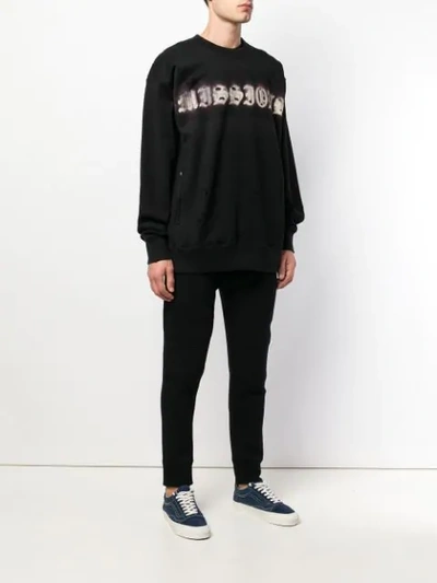 Shop Mastermind Japan Missions Distressed Sweatshirt - Black