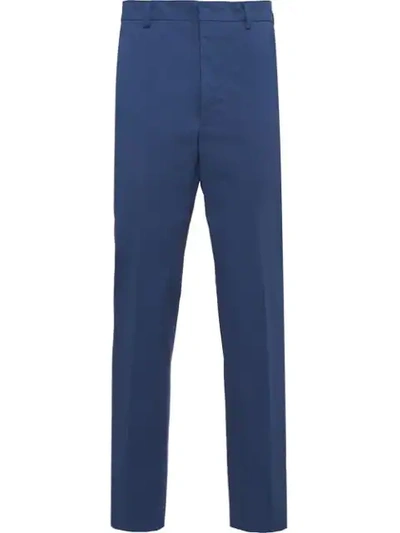 Shop Prada Stretch Tailored Trousers In Blue