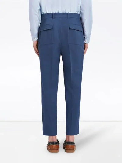 Shop Prada Stretch Tailored Trousers In Blue