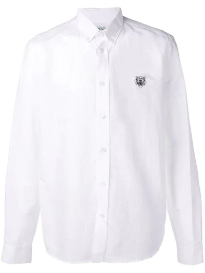 Shop Kenzo Button Down Logo Shirt In White