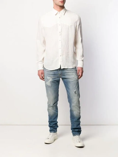 Shop Diesel Snap Button Shirt In White