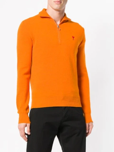 Shop Ami Alexandre Mattiussi Ami De Coeur Trucker Pass Sweater In Orange