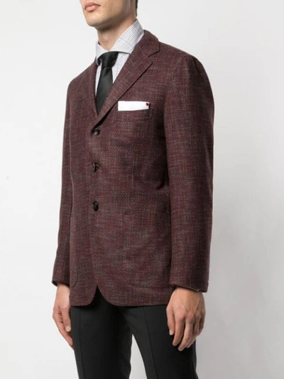 Shop Kiton Tweed Blazer In Red Multi