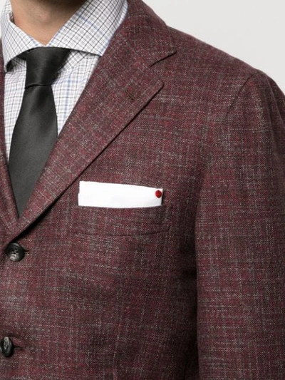 Shop Kiton Tweed Blazer In Red Multi