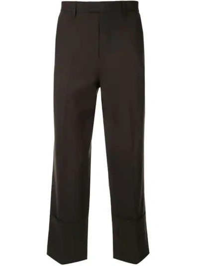 Shop Raf Simons Cropped Tailored Trousers In Brown