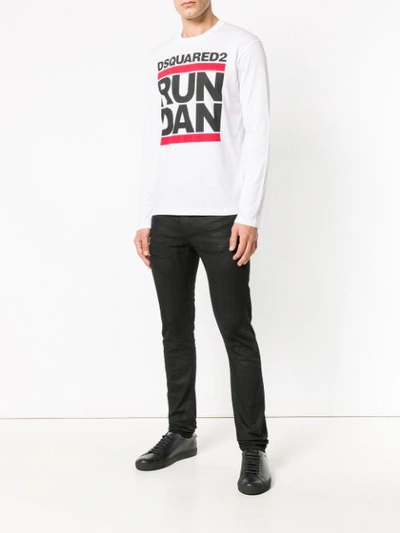 Shop Dsquared2 Run Dan Print T-shirt In White