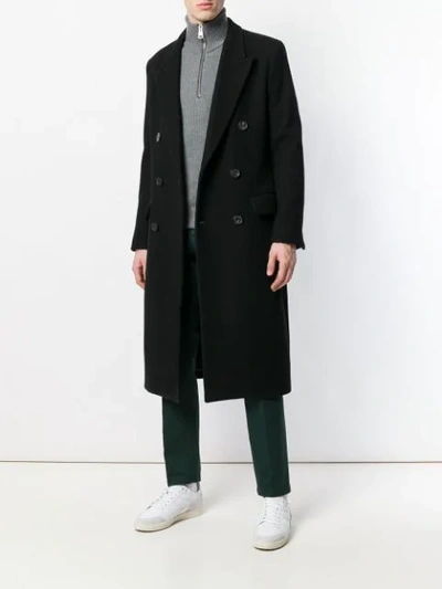 Shop Ami Alexandre Mattiussi Double Breasted Long Coat In Black