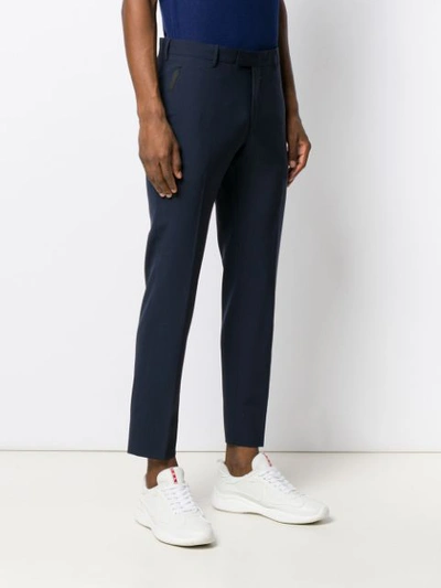 Shop Prada Slim Tailored Trousers In Blue
