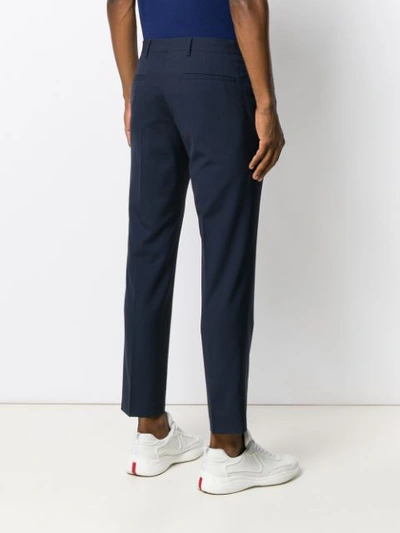 Shop Prada Slim Tailored Trousers In Blue