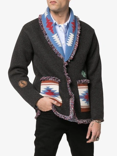 Shop Alanui Skeleton Embroidered Cashmere Cardigan In 0688