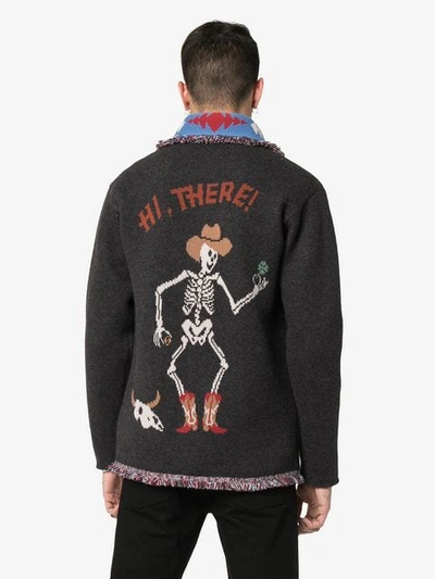 Shop Alanui Skeleton Embroidered Cashmere Cardigan In 0688