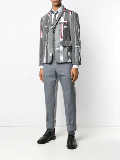 Shop Thom Browne Suiting Tie Embroidery Sport Coat In Grey