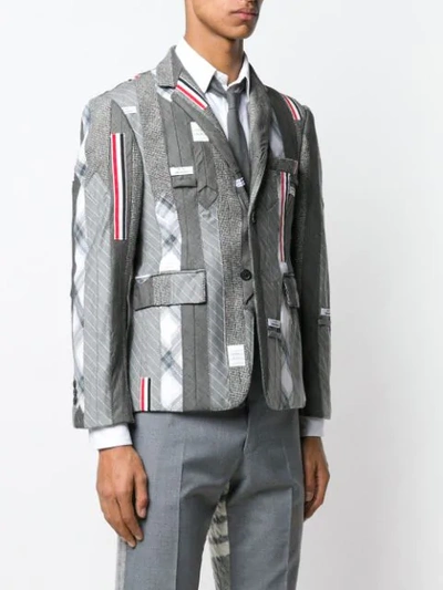 THOM BROWNE 领带刺绣西服外套 - 灰色