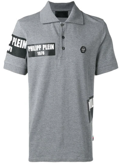 Shop Philipp Plein Logo Patch Polo Shirt In Grey