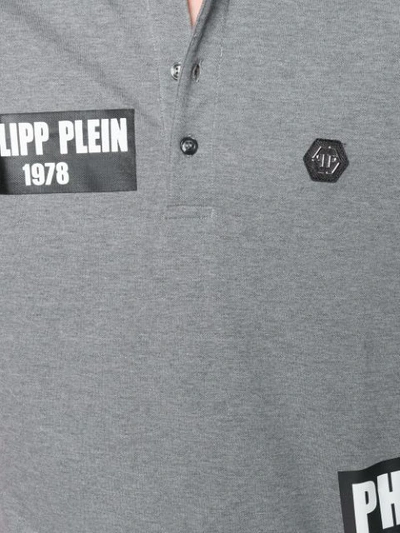 Shop Philipp Plein Logo Patch Polo Shirt In Grey