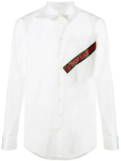 Shop Dsquared2 Contrast Logo Shirt In White
