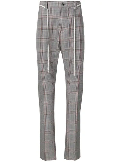 Shop Lanvin Checked Trousers In Grey