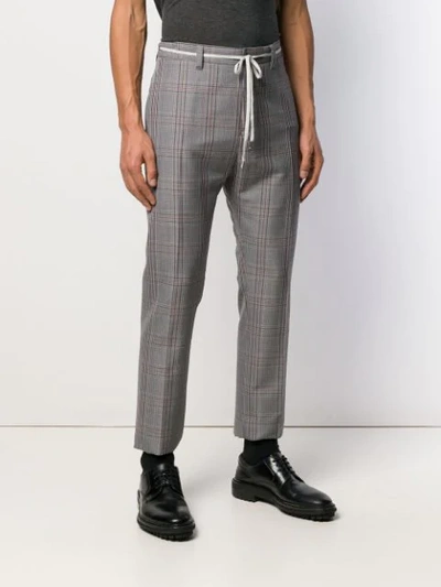 Shop Lanvin Checked Trousers In Grey