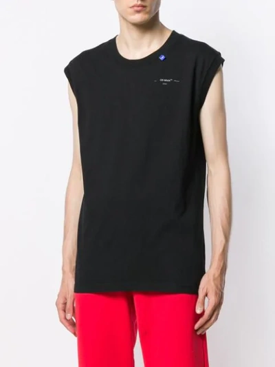 Shop Off-white Logo Vest Top In Black Silver