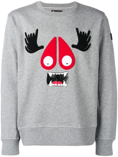 Shop Moose Knuckles Logo Vampire Print Sweatshirt - Grey