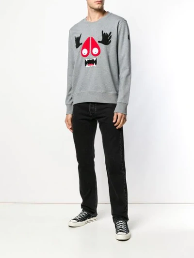Shop Moose Knuckles Logo Vampire Print Sweatshirt - Grey