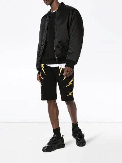 Shop Neil Barrett Thunderbolt-print Shorts In Black