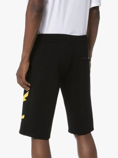 Shop Neil Barrett Thunderbolt-print Shorts In Black