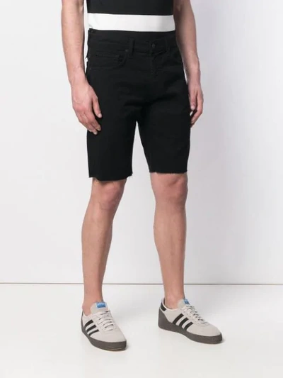 Shop J Brand Frayed Bermuda Denim Shorts In Black