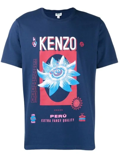 Shop Kenzo Logo Print T-shirt In 78 Bluette