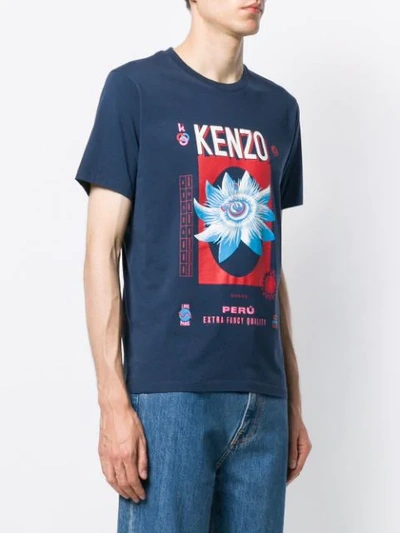 Shop Kenzo Logo Print T-shirt In 78 Bluette