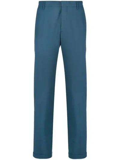 Shop Prada Classic Chino Trousers In Blue